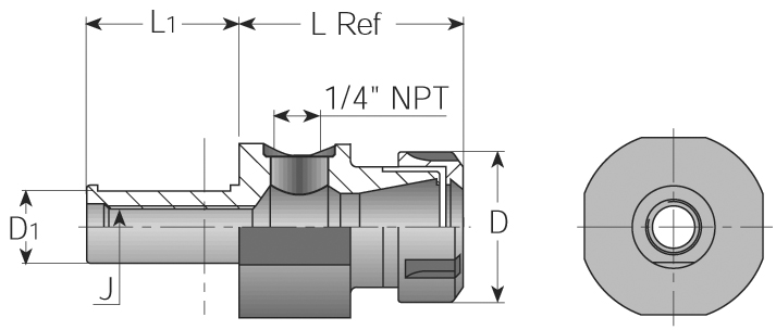 ER Collet Chucks with Side Coolant Port - Diagram