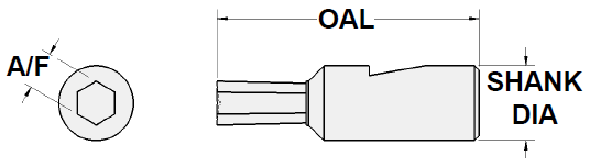 Internal Hex Broaches for Swiss Holders - Diagram