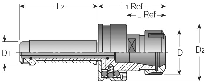 Morse Taper Shank ER Collet Floating Reamer Holder with Coolant Port - Diagram